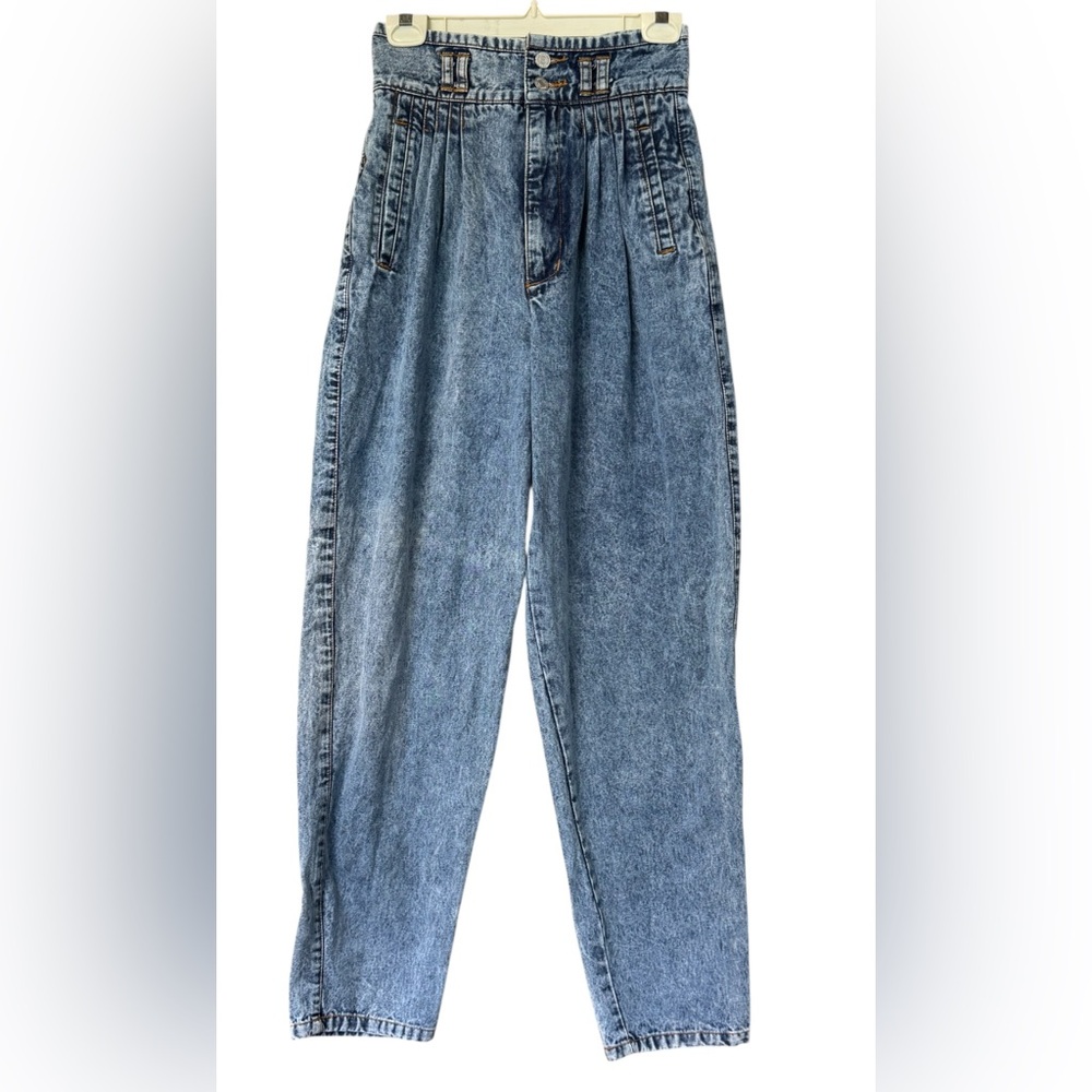 VINTAGE JORDACHE STUDIOS ACID WASH PLEATED JEANS HIGH WAIST MOM 80's